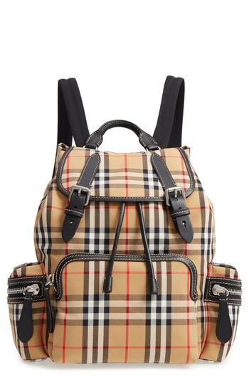 Burberry Medium Rucksack Check Cotton Backpack - Yellow