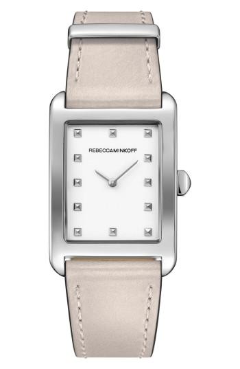 Women's Rebecca Minkoff Moment Leather Strap Watch, 27mm X 39mm