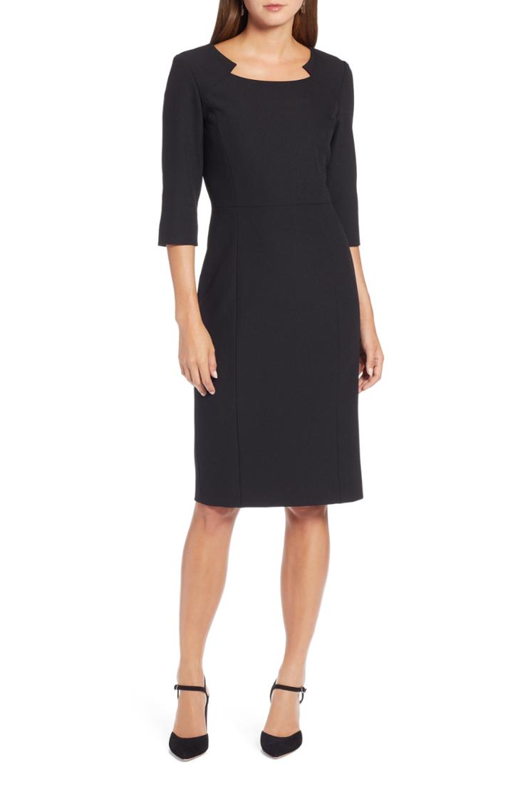 Women's Halogen Textured Stretch Sheath Dress - Black