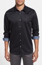 Men's Ted Baker London 'plancuf' Modern Slim Fit Stretch Sport Shirt (m) - Black