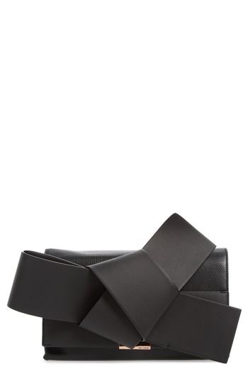 Ted Baker London Knotted Bow Leather Clutch - Black