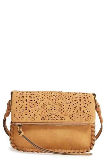 Elle & Jae Gypset Amarillo Cutwork Faux Suede Crossbody Bag - Brown