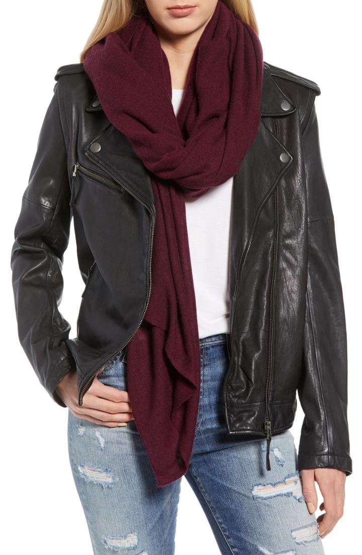Women's Halogen Lightweight Cashmere Scarf, Size - Burgundy