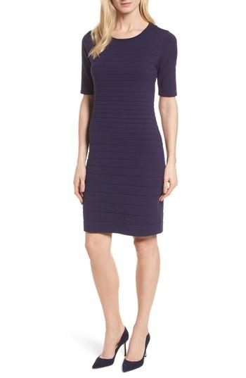 Women's Anne Klein New York Textured Stripe Knit Dress, Size - Blue