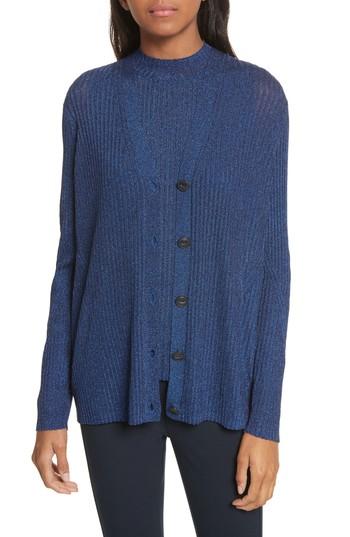 Women's Rag & Bone Halsey Metallic Cardigan, Size - Blue