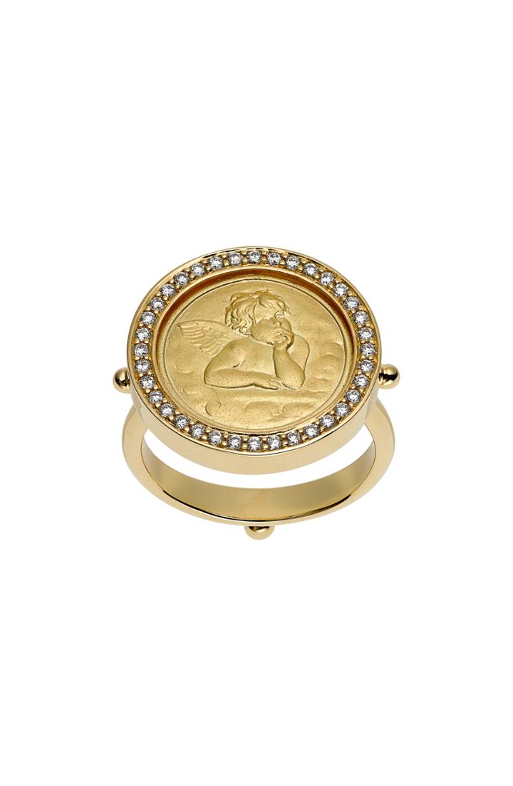 Women's Temple St. Clair Large Diamond Pave Angel Ring