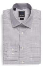 Men's David Donahue Trim Fit Check Dress Shirt .5 - 32/33 - Grey