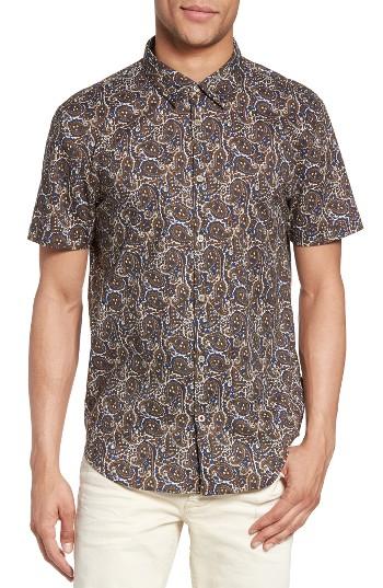 Men's John Varvatos Star Usa Paisley Trim Fit Sport Shirt - Brown