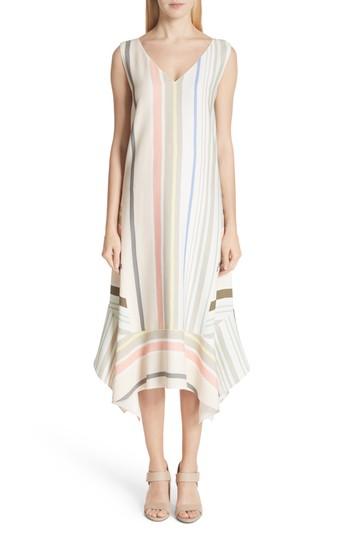 Women's Lafayette 148 New York Mesa Stripe Midi Dress - Beige
