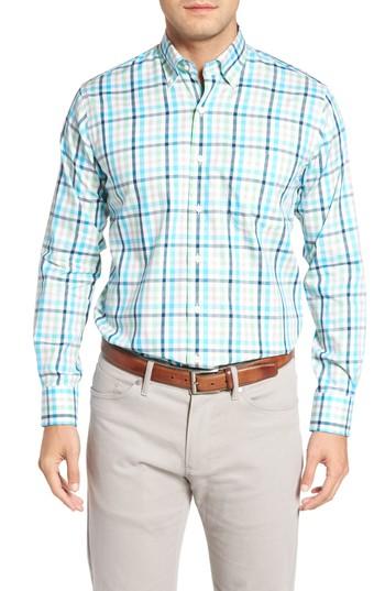 Men's Peter Millar Classic Fit Crown Ease Kohala Check Sport Shirt - Blue