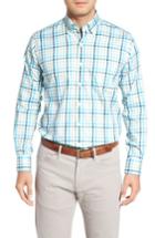 Men's Peter Millar Classic Fit Crown Ease Kohala Check Sport Shirt - Blue