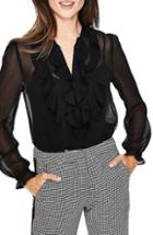 Women's Boden Elodie Leaf Print Surplice Blouse - Black