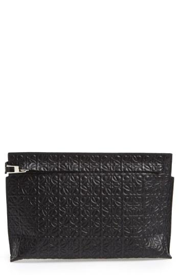 Women's Loewe 'medium' Logo Embossed Calfskin Pouch -