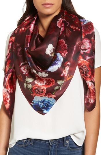Women's Echo Floral Gem Square Silk Scarf, Size - Black