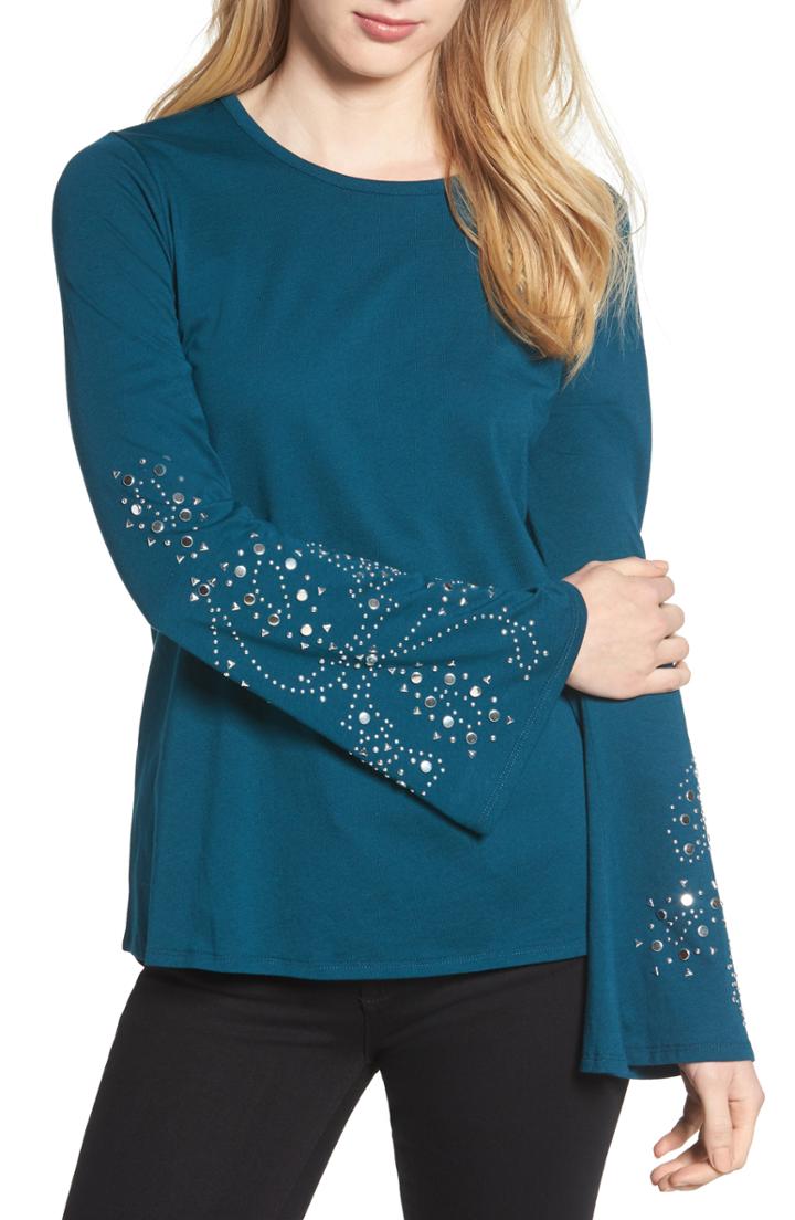 Women's Michael Michael Kors Embellished Bell Sleeve Top