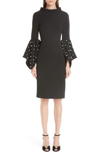 Women's Badgley Mischka Beaded Flare Cuff Sheath Dress - Black