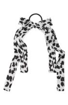 Cara Animal Print Satin Bow Ponytail Holder, Size - Black