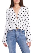 Women's Afrm Scarlett Tie Front Crop Top - White