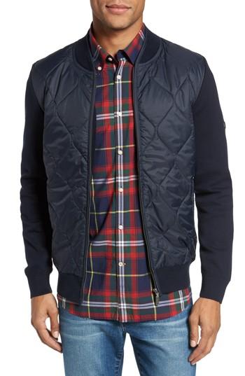 Men's Barbour Bi Quilt Front Knit Track Jacket - Blue