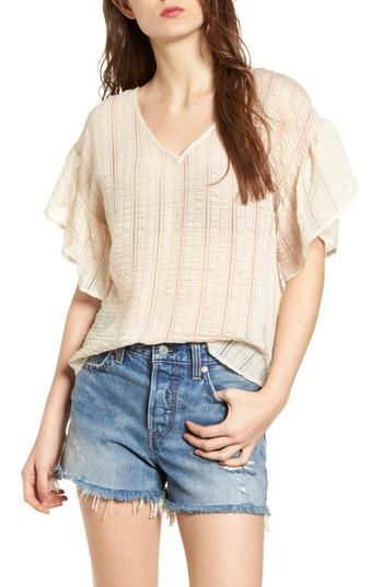 Women's Moon River Tie Back Ruffle Sleeve Top - Pink