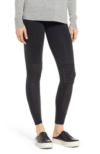 Women's David Lerner Faux Suede Moto Leggings - Black