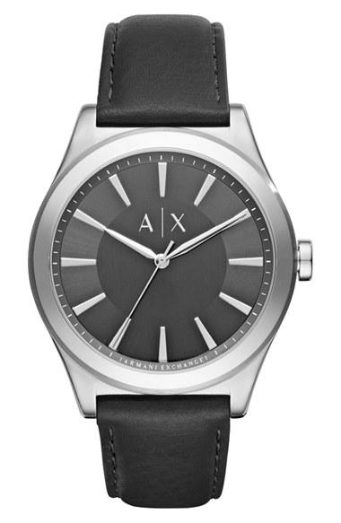 Men's Ax Armani Exchange Leather Strap Watch, 44mm