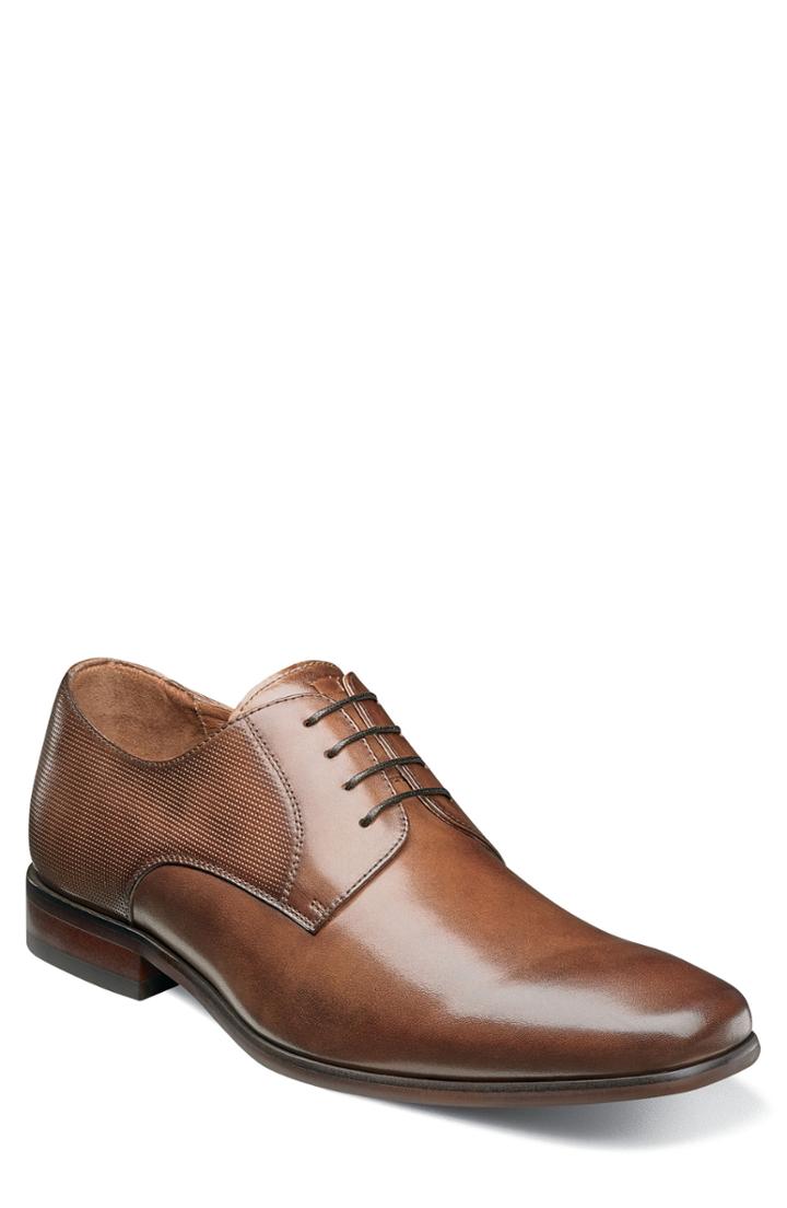 Men's Florsheim Postino Textured Plain Toe Derby .5 D - Brown