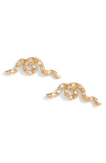Women's Nora Kogan Diamond Pave Snake Stud Earrings
