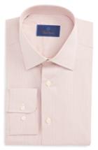Men's David Donahue Regular Fit Check Dress Shirt .5 32/33 - Orange