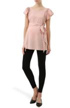 Women's Kimi And Kai 'quinn' Flutter Sleeve Belted Maternity Top