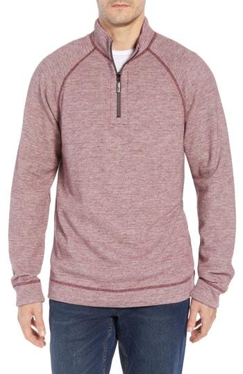 Men's Tommy Bahama On The Doubles Mock Neck Quarter Zip Pullover - Purple