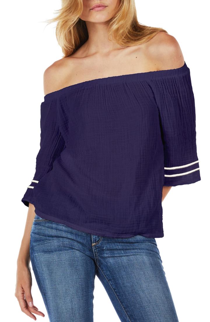 Women's Michael Stars Double Gauze Off The Shoulder Top - Blue