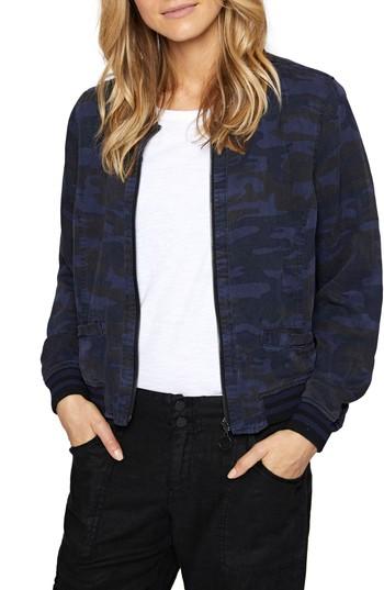 Women's Sanctuary Camo Print Bomber Jacket - Blue