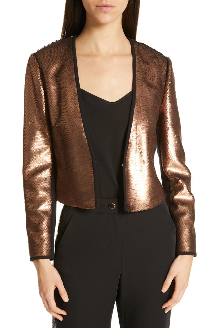 Women's Ted Baker London Zalee Sequin Crop Jacket - Brown