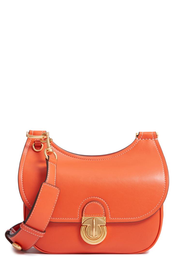 Tory Burch Small James Leather Saddle Bag - Orange