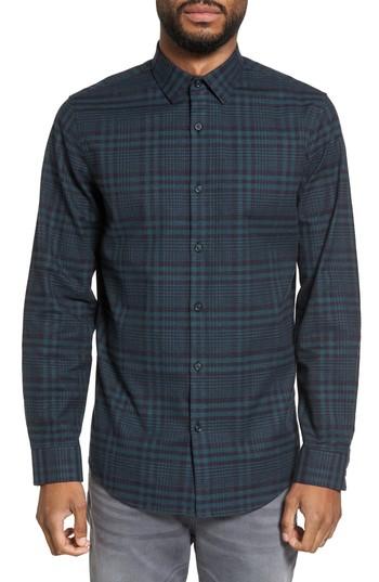 Men's Calibrate Plaid Flannel Sport Shirt, Size - Black