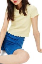 Women's Topshop Waffle Short Sleeve T-shirt Us (fits Like 0-2) - Yellow