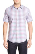 Men's Bugatchi Shaped Fit Short Sleeve Sport Shirt - Blue