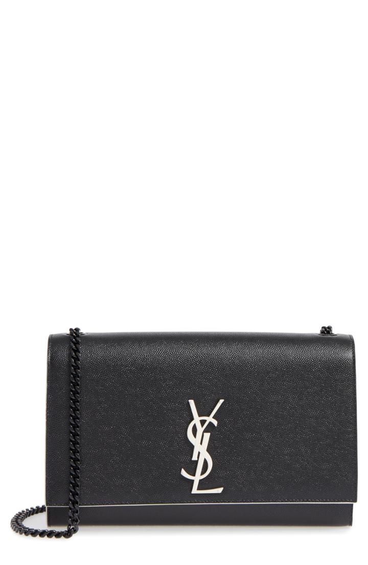 Saint Laurent Medium Kate Grainy Leather Shoulder Bag - Black