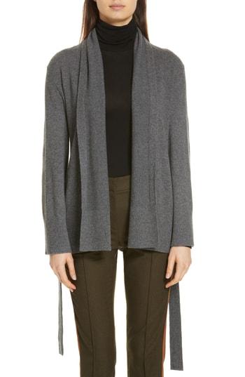 Women's Nordstrom Signature Belted Cashmere Blend Cardigan - Grey