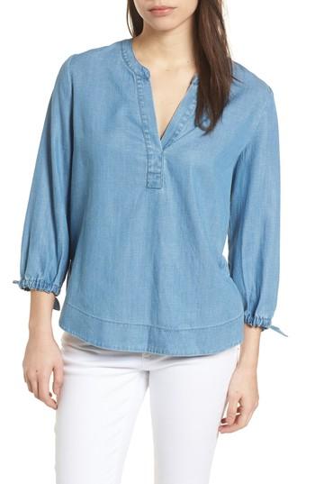 Women's Vineyard Vines Chambray Tie Sleeve Popover Top - Blue