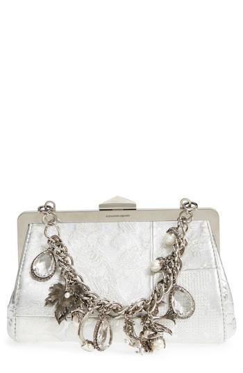 Alexander Mcqueen Silver Bird Patchwork Frame Clutch - Metallic