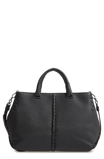 Bottega Veneta Woven Edge Deerskin Satchel - Black