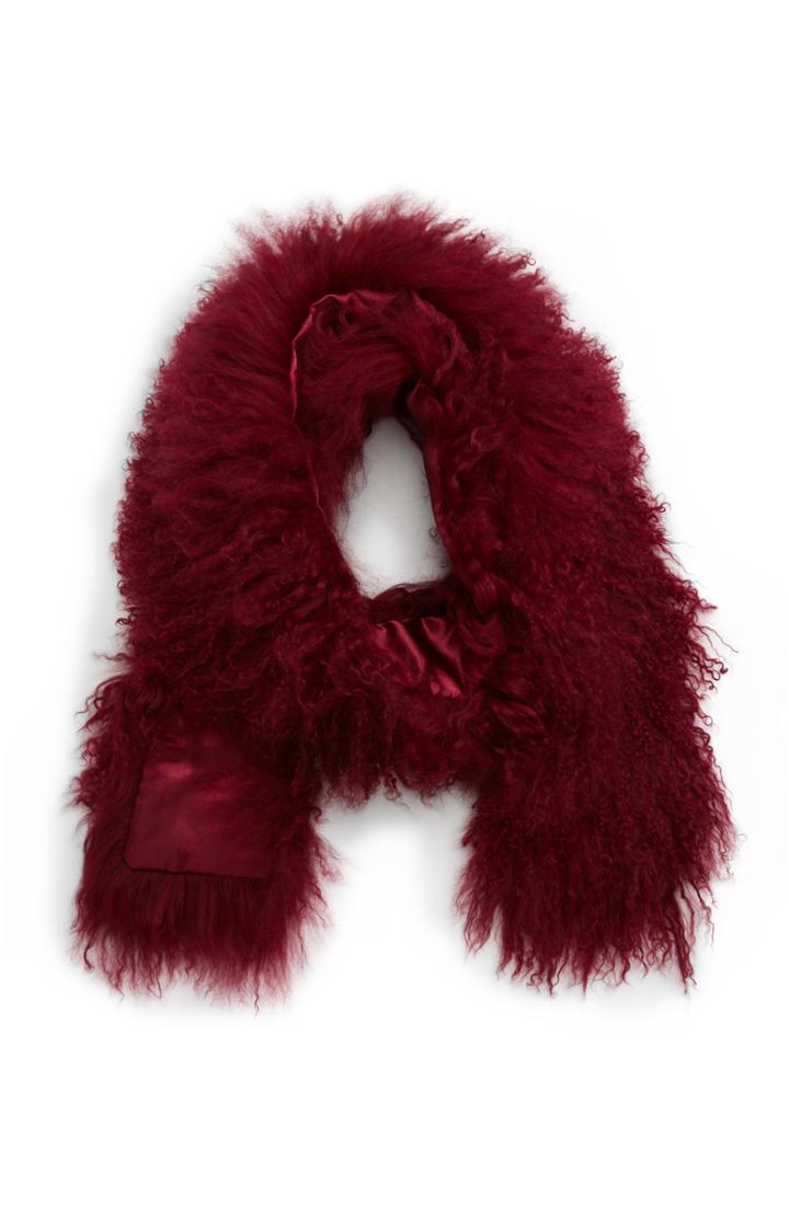Women's Toria Rose Genuine Mongolian Lamb Fur Scarf, Size - Burgundy