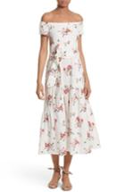 Women's Rebecca Taylor Marguerite Floral Off The Shoulder Midi Dress - Ivory