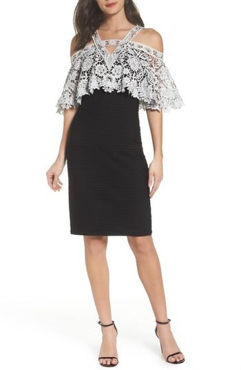 Women's Tadashi Shoji Lace & Pintuck Cocktail Dress - Black