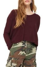 Women's Topshop Waffle Knit Sweatshirt Us (fits Like 0) - Burgundy