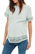 Women's Topshop Tiered Trim Maternity Tee Us (fits Like 2-4) - Green