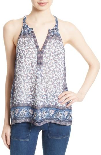 Women's Joie Emrys Floral Border Silk Top - White