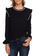 Women's Cece Ruffle Detail Cotton Blend Sweater, Size - Blue